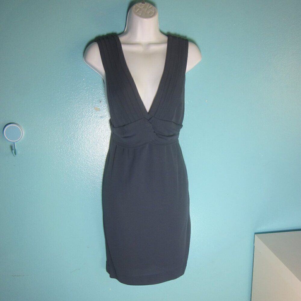 Black Halo Laurel Berman Deep V Plunge Mini Dress Black Small Cocktail Date